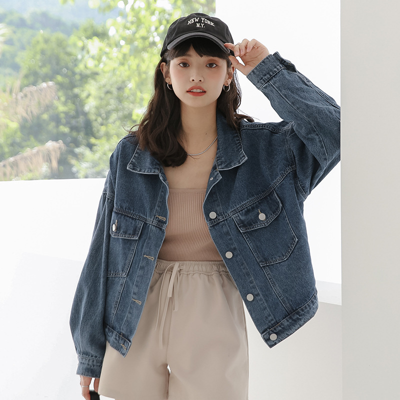 牛仔外套女2021秋装新款盐系工装夹克复古宽松小个子ins上衣潮