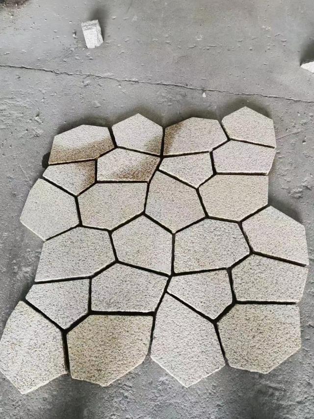 天然石材芝麻白黄金麻黄秀冰裂纹碎片庭院别墅地铺地砖荔枝面楼梯