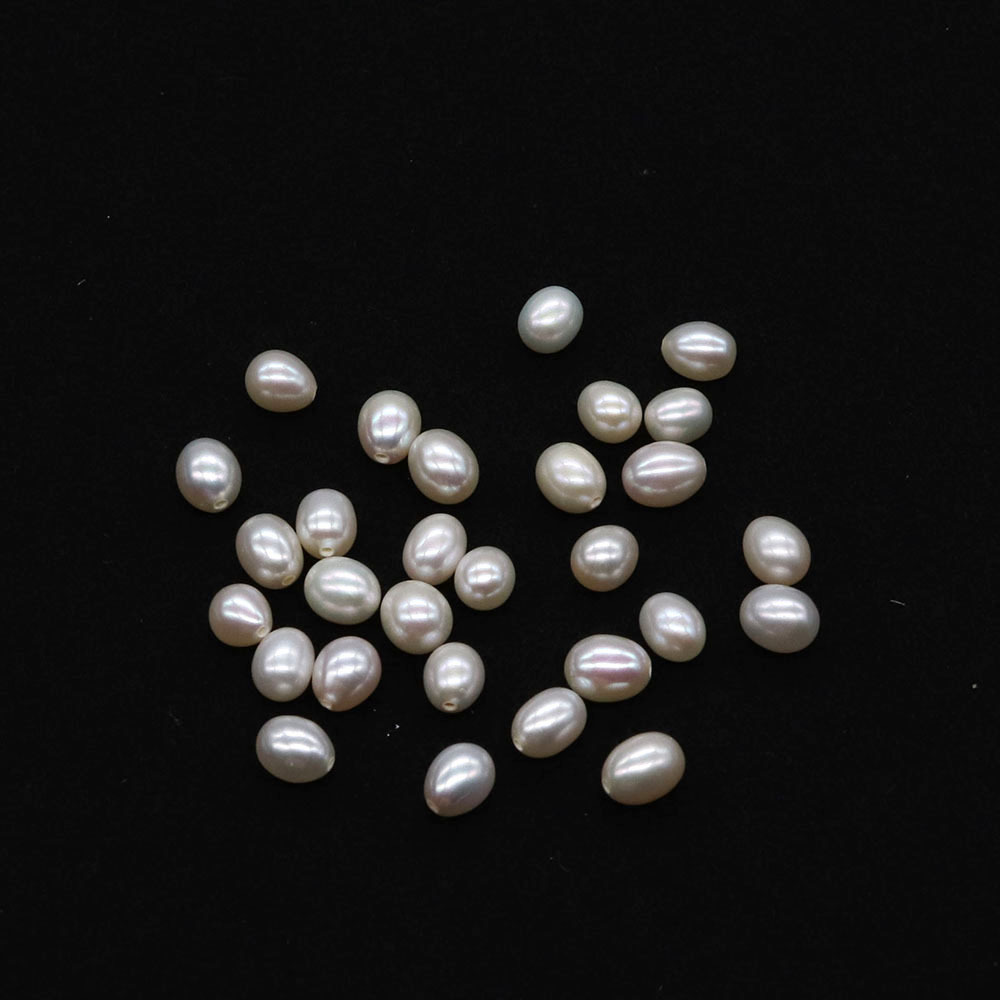天然淡水珍珠大米形状散珠3-4mm10-11mm打磨抛光单孔珠子 diy耳坠