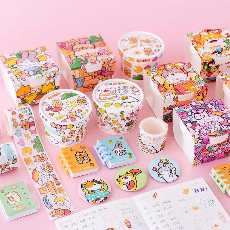 儿童创意杯杯乐盲盒贴纸diy手账贴纸和纸胶带套装迷你本子礼品批