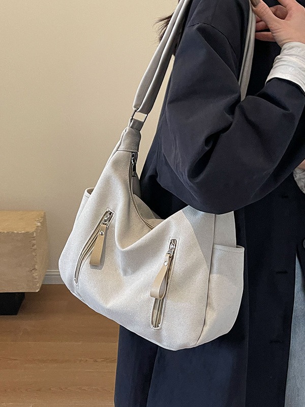 韩系ins帆布包包女2024新款通勤大容量单肩斜挎包学生大容量背包