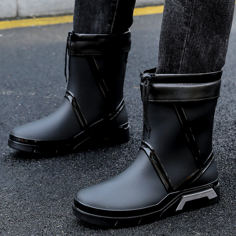 男士雨鞋防水防滑中筒雨靴厨房工作胶鞋下雨水鞋男款钓鱼涉水靴