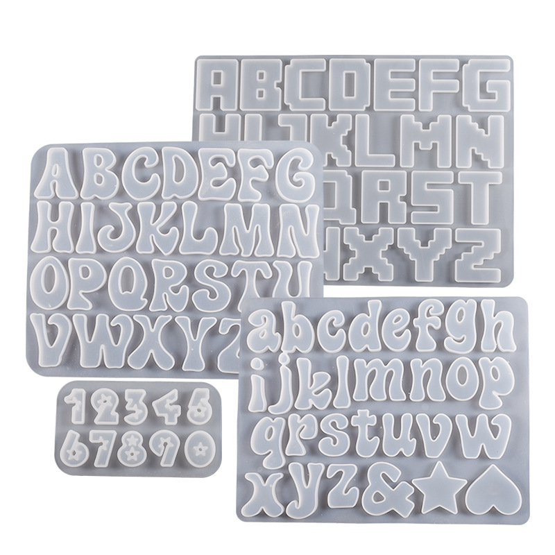 DIY Crystal Glue Mirror Case English Alphabet Letter Earrings Pendant Digital Pendant Silicone Mold