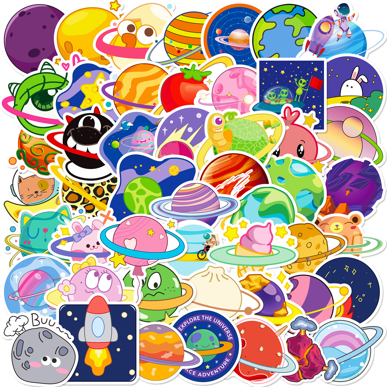 清仓t01040611 50张宇宙星球亚马逊跨境新款宇航员太空墙贴儿童房