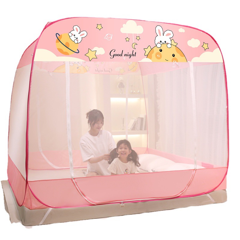 Mongolian Bag Mosquito Net Installed Mosquito Nets Household Square Top Three-Door Large Space Bed Curtain Folding Dustproof Mosquito Net Wholesale