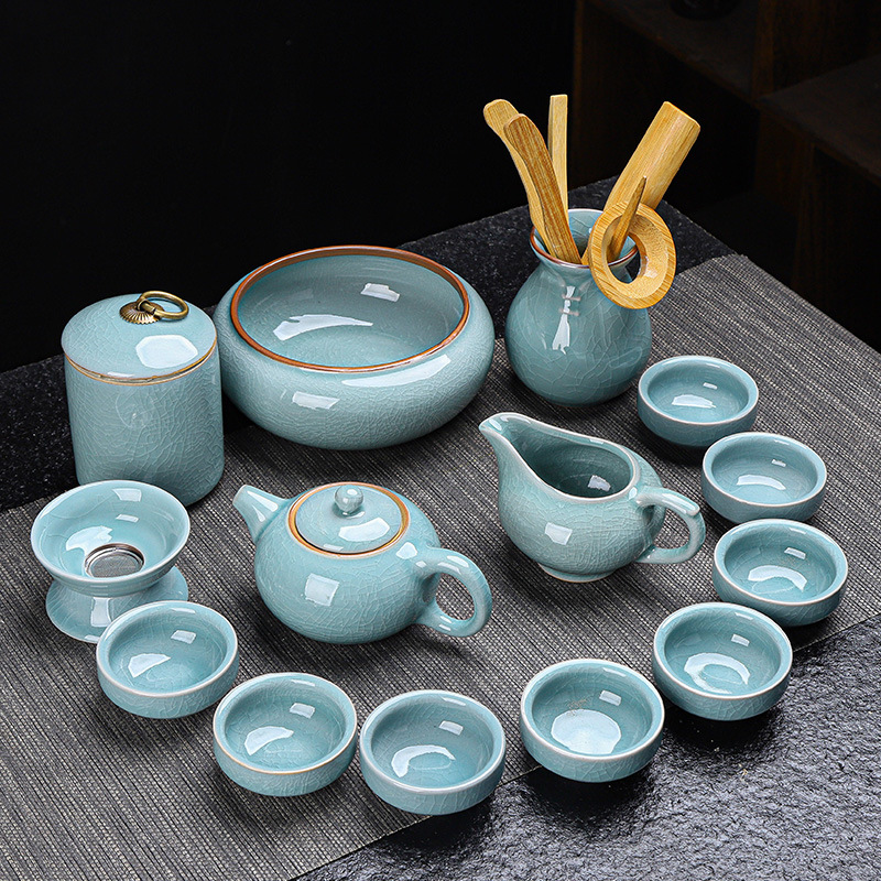 开片冰裂哥窑功夫茶具套装整套陶瓷茶壶茶杯家用高档促销礼品批发
