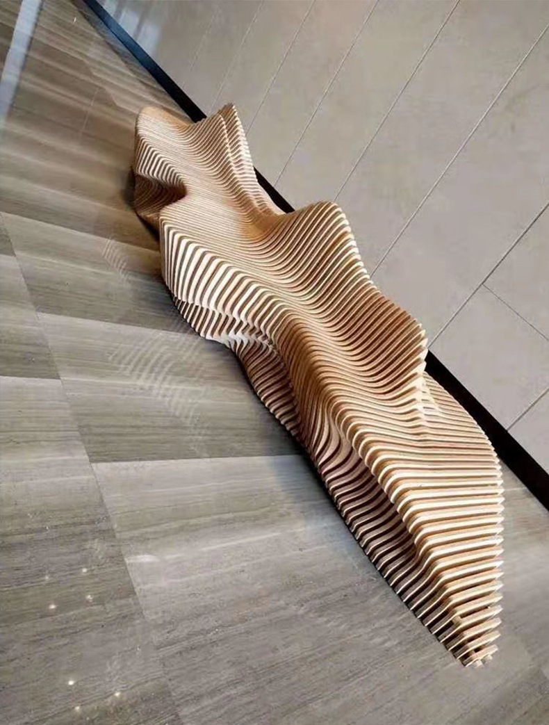 艺术木质休闲椅玻璃钢异形休闲椅 玻璃钢艺术座椅 玻璃钢蛇形长椅