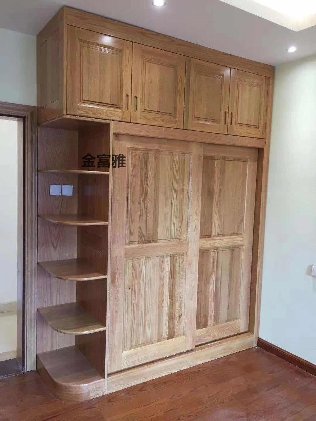 纯原木衣柜定制红樱桃原木衣柜红橡推拉门原木衣柜定制原木衣柜