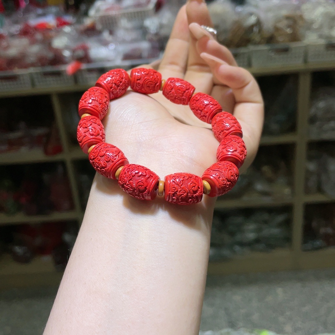 朱砂红砂桶珠手串简约本命年红色显白手链男女款饰品-阿里巴巴