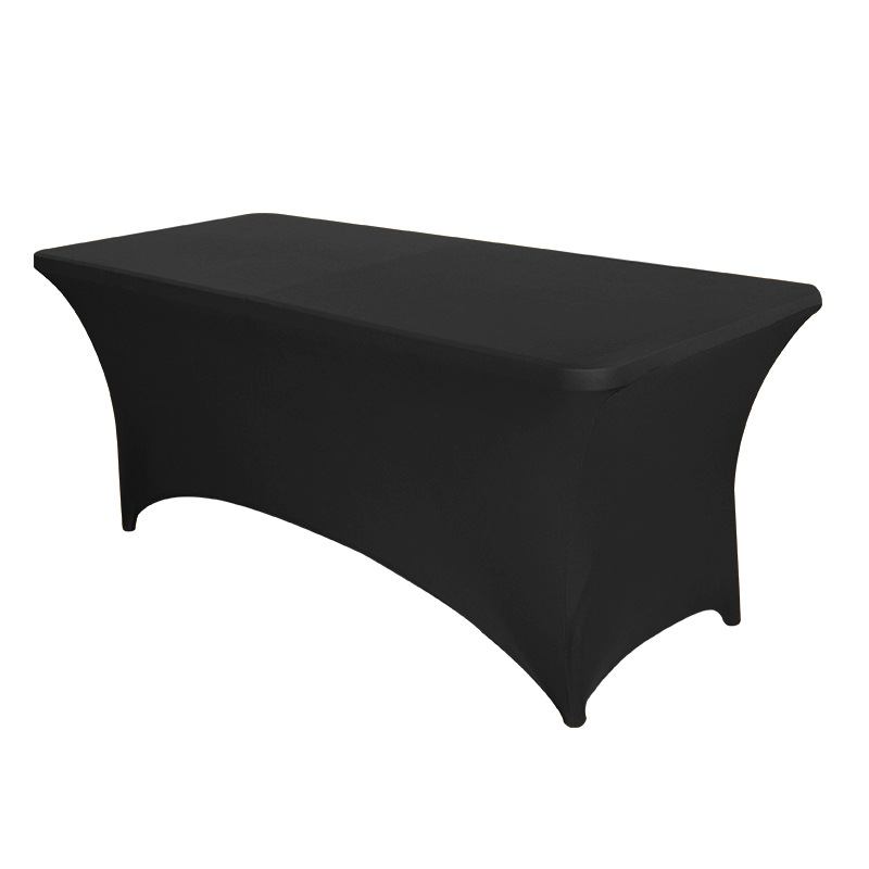 Cross-Border 4 Ft6ft Elastic Table Cover Outdoor Wedding Movable Rectangular Elastic Tablecloth Black and White Cocktail Table