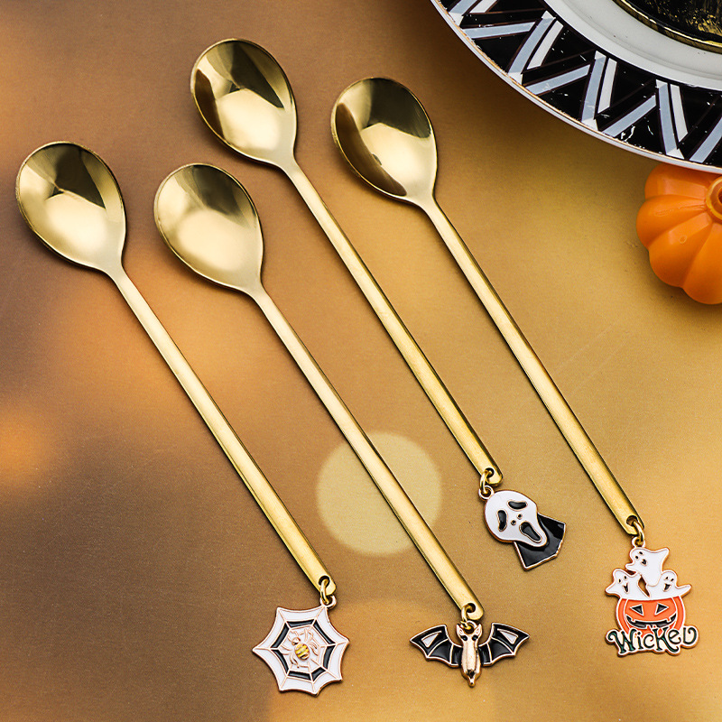 2022 New Stainless Steel Cute Cartoon Wansheng Pendant Dessert Afternoon Tea Coffee Spoon Fork Factory Wholesale Spot