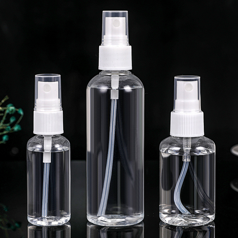 Small Travel Storage Bottle Transparent Florida Water Perfume Alcohol Portable Plastic Press Small Spray Bottle Disinfection Spray Bottle