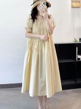 韩版新款 简约连衣裙女显瘦气质娃娃中长裙子 批发