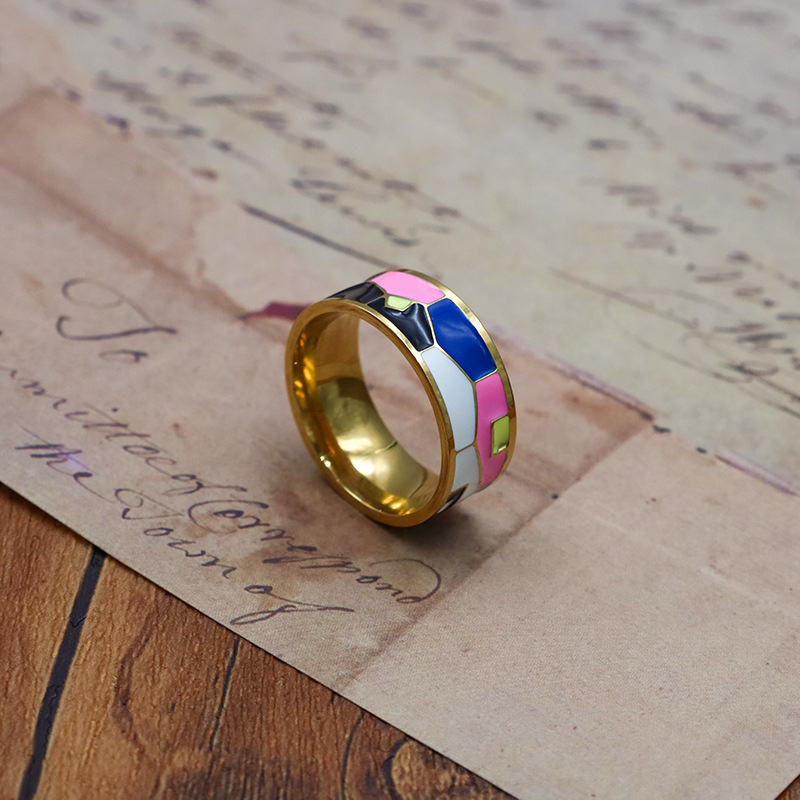 欧美个性气质钛钢指环戒指配饰饰品珐琅彩绘不掉色女生流行饰品
