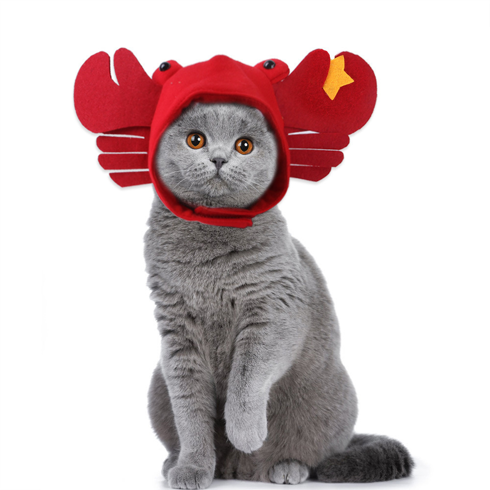 厂家批发 新款宠物帽子泰迪装扮螃蟹头饰 猫咪帽子猫头套宠物用品