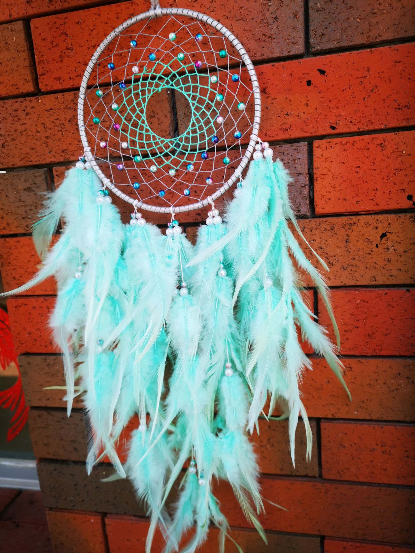 跨境捕梦网羽毛挂饰绿色风铃挂饰家居装饰创意礼品送朋友