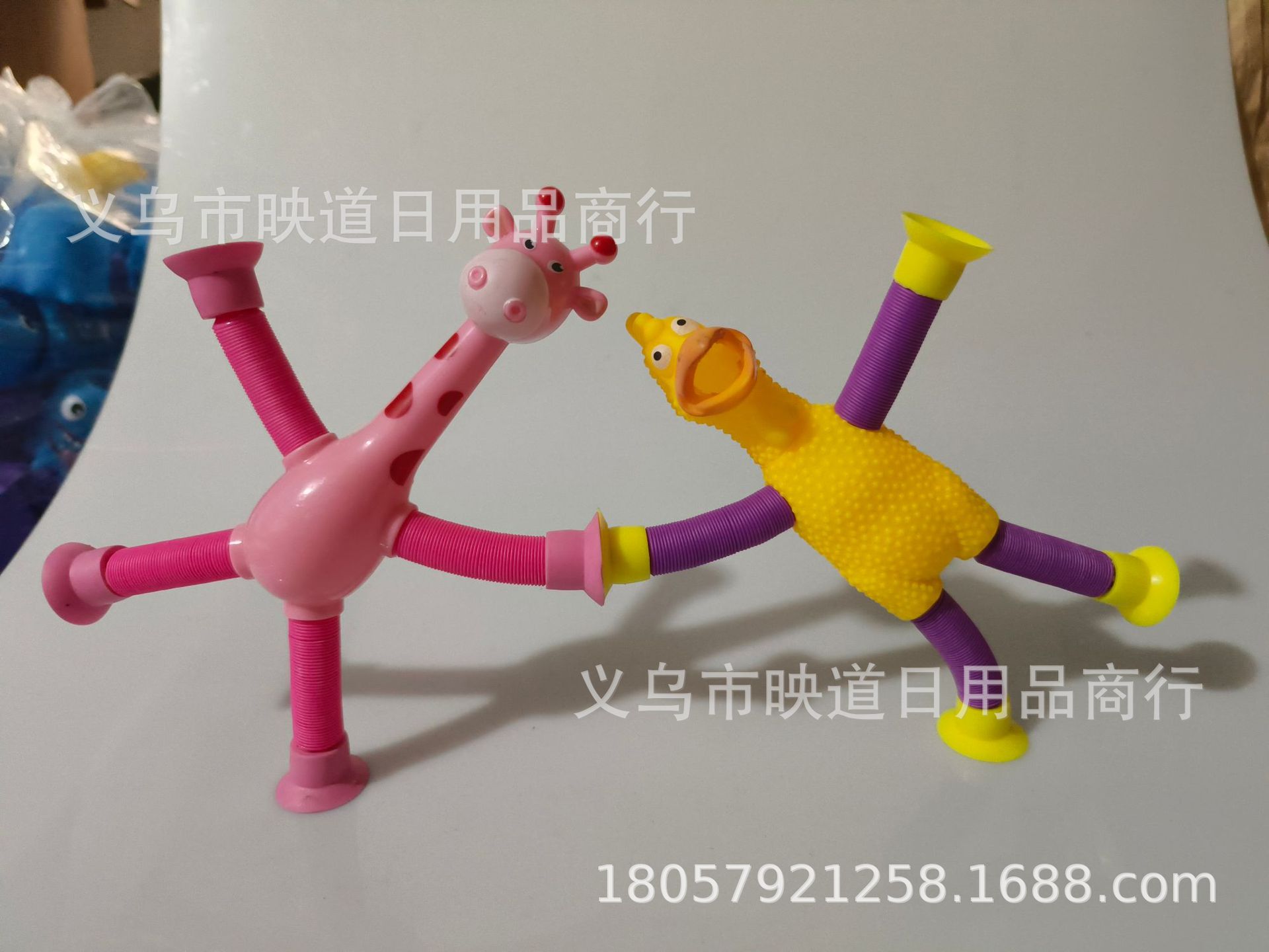 Variety Retractable Screaming Chicken Pull Tube Sucker Giraffe Cute Robot Trick-Or-Treat Egg Waffle Pull Tube Toy