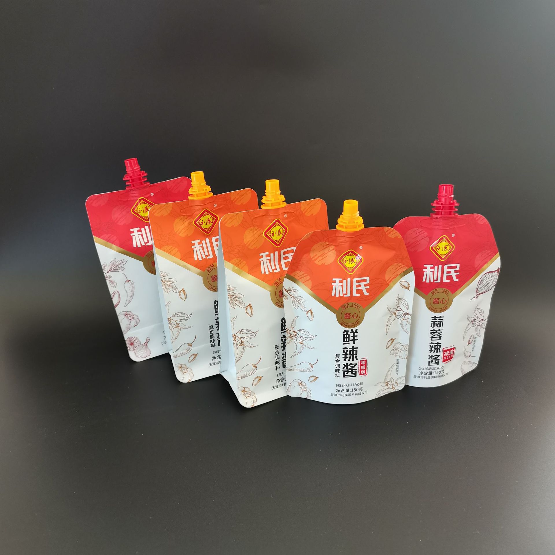 150g鲜辣酱包装袋定制 调料品铝箔吸嘴袋 酱料自立彩印复合塑料袋
