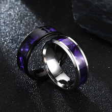跨境简约欧美时尚新款黑色典雅七彩紫色炫彩贝壳戒指源头厂家直销