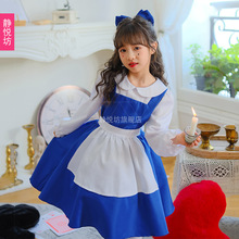 日本乐天蓝色爱丽丝梦游女仆装仙境六一儿童节公主裙女童装演出服