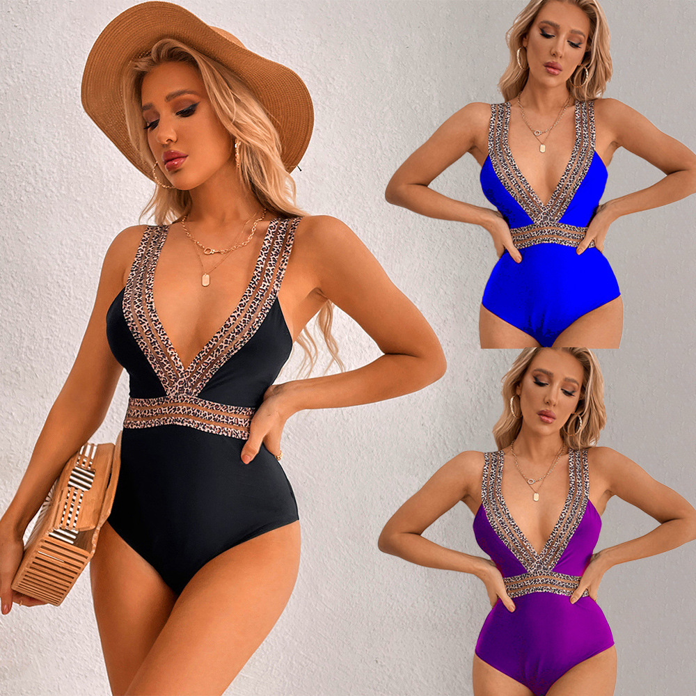 Spot Bikini 2022 New Lace European and American Foreign Trade V-neck Bikini High Waist Siamese Conservative