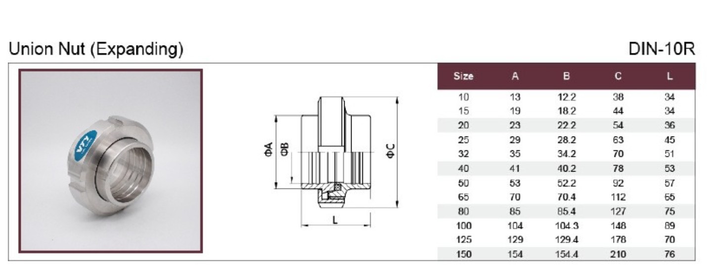 304不锈钢活接头卫生级din胀式软管活接由任union