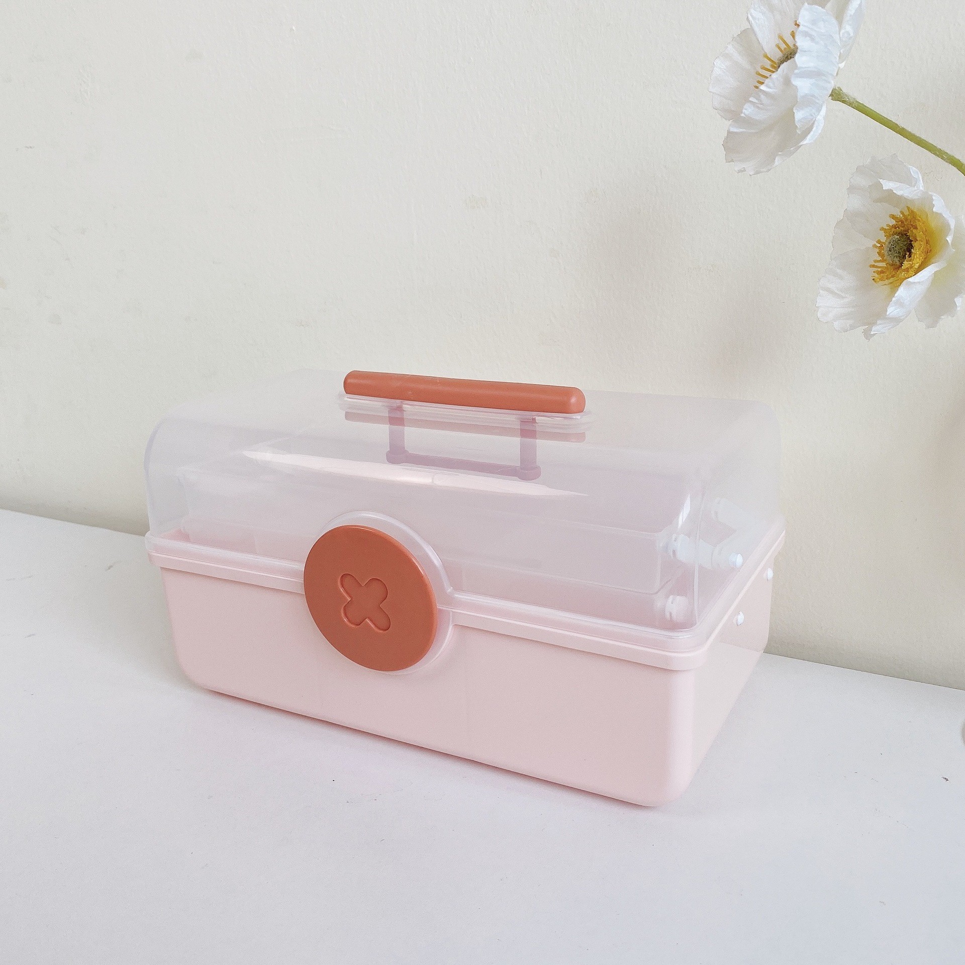 Multi-Layer Cosmetics Storage Box Desktop Large Capacity Dustproof with a Cover Lipstick Nail Polish Art Student Toolbox