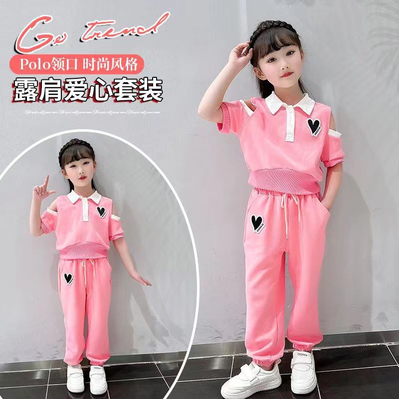 女童套装夏装2024新款儿童韩版女大童简约时尚衣服夏季网红两件套