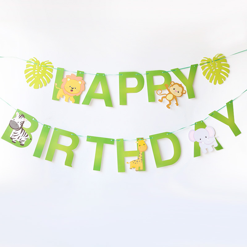 Birthday Pulling Banner Decoration Baby Full-Year Layout Party Supplies Happy Birthday Banner Gilding Letters Fishtail Pull Flag