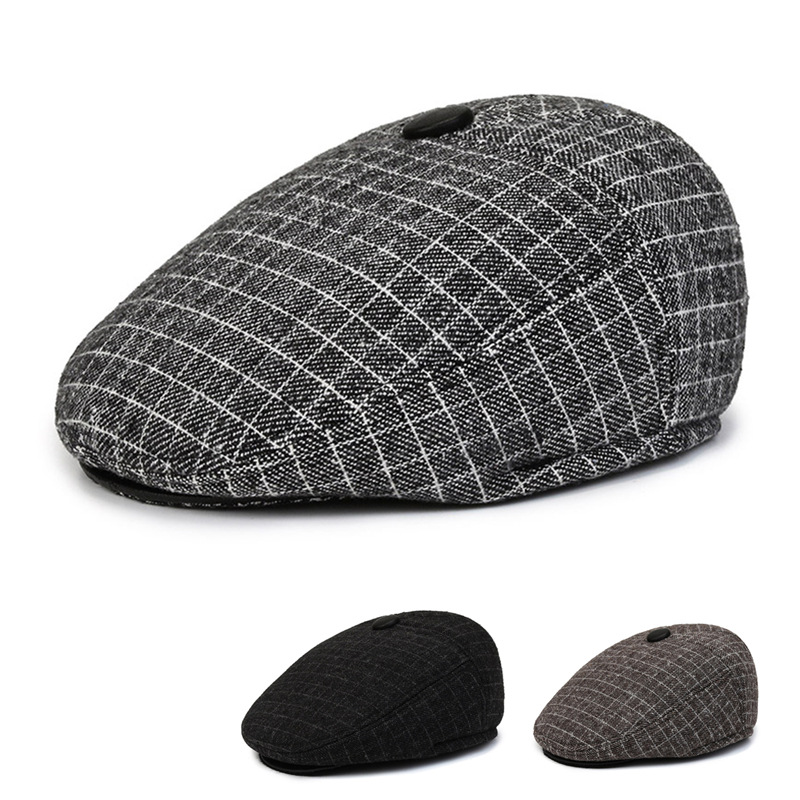 Woolen Middle-Aged and Elderly Men's Advance Hats Warm Woolen Hats for the Elderly Ears Protection Peaked Cap Old Hat Winter