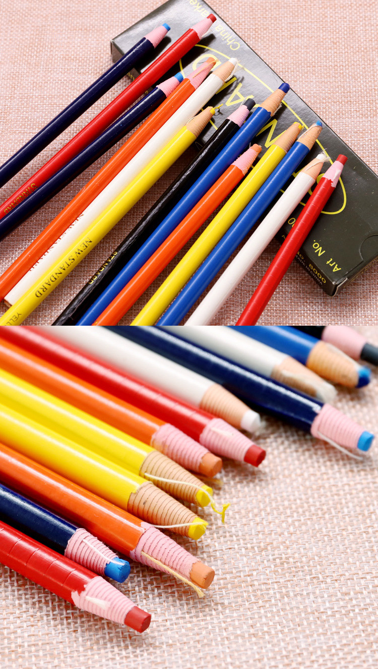 南韩拉线蜡笔免削笔卷纸撕拉线笔服装专用点位笔可擦白色记号笔