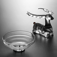 创意小鹿玻璃茶漏网泡茶滤器不锈钢茶叶过滤茶隔架公道杯茶具配件