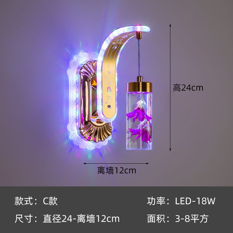 Bedside Wall Lamp Hotel Club European and American Style Creative Crystal LED Light Bedroom Living Room Background Wall Stair Wall Lamp