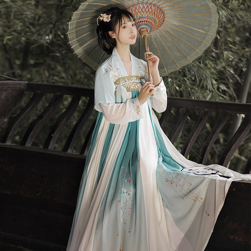 清宫辞原创如梦令汉服女夏季仙气半壁刺绣对襟风齐胸襦裙