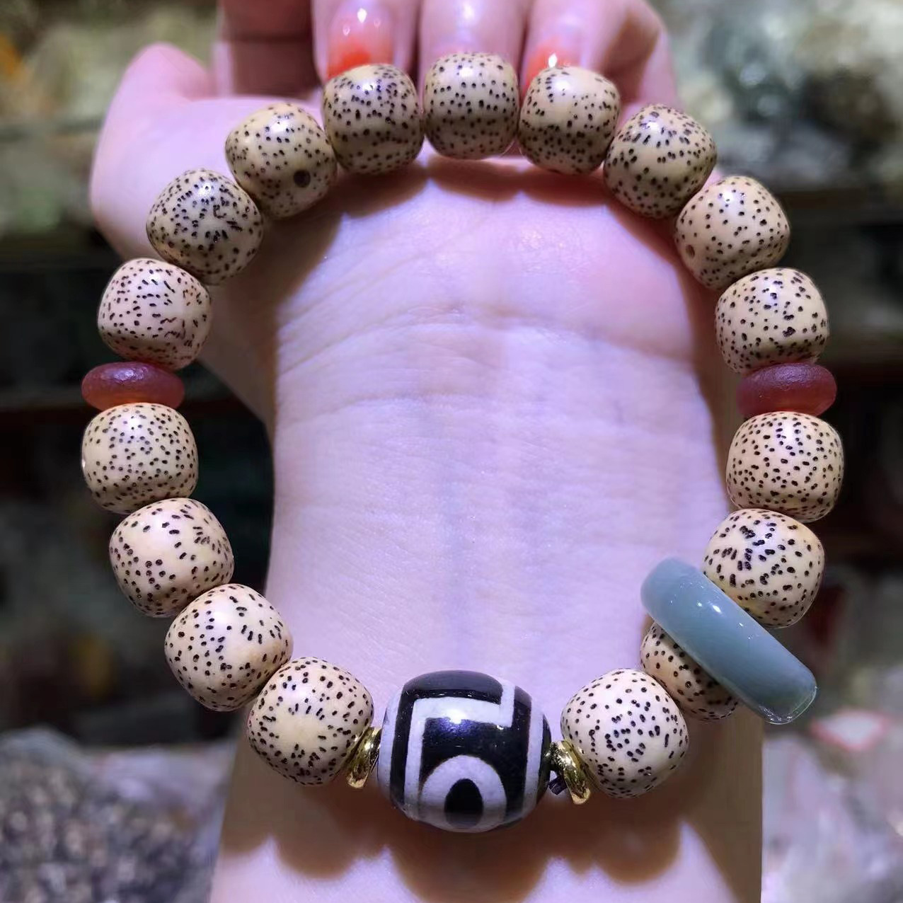 批发原生态黄金籽星月菩提子单圈手串藏饰天珠跑环文玩民族风手链