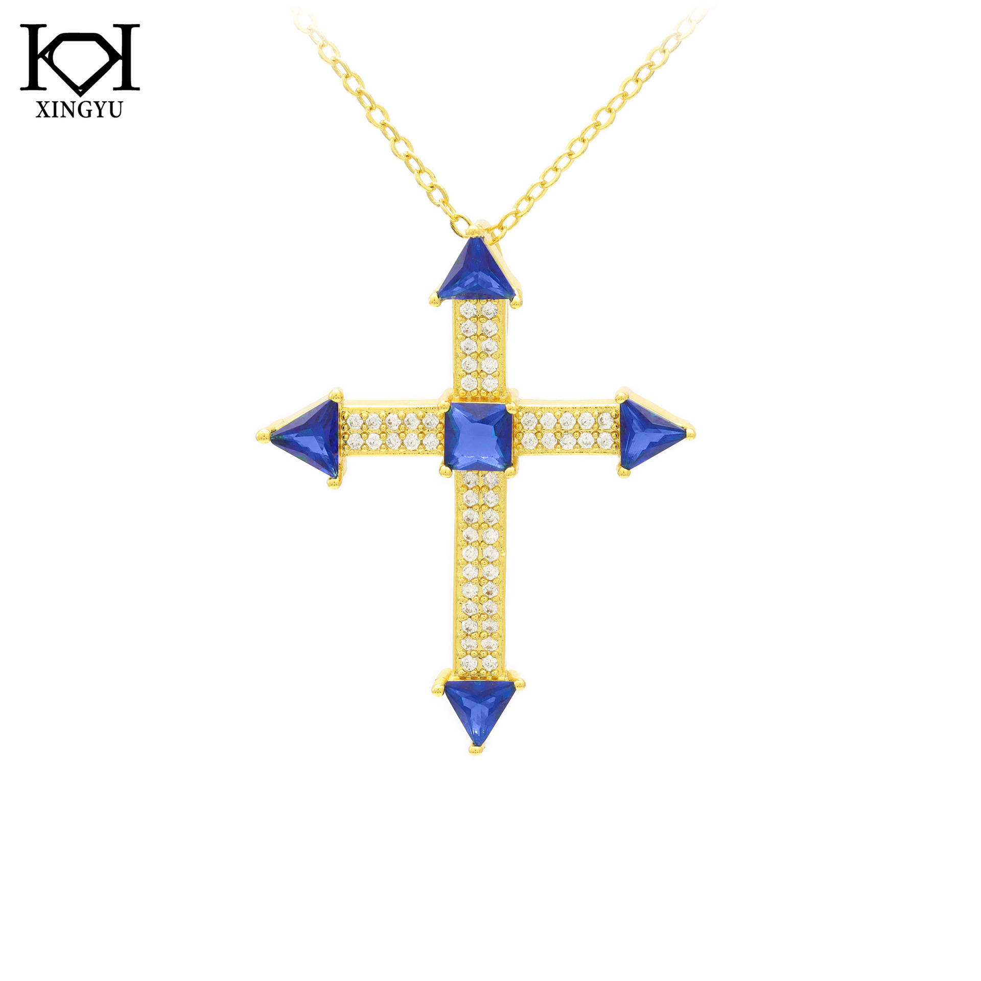 轻奢小众设计高级感克蓝茵蓝十字架锁骨链 女ins项链百搭冷淡风