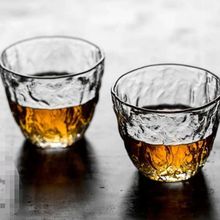 创意威士忌玻璃杯手工锤纹玻璃杯 家用啤酒杯果汁杯大号主人杯
