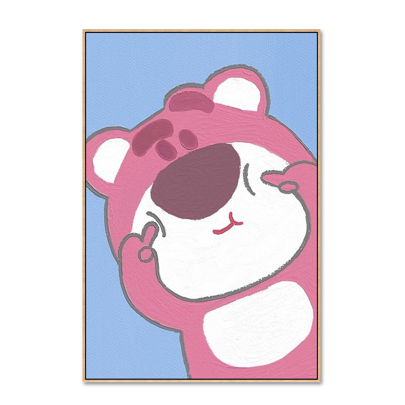 卡通草莓熊lotso玩具总动员动画片diy数字油彩画手绘填色装饰画