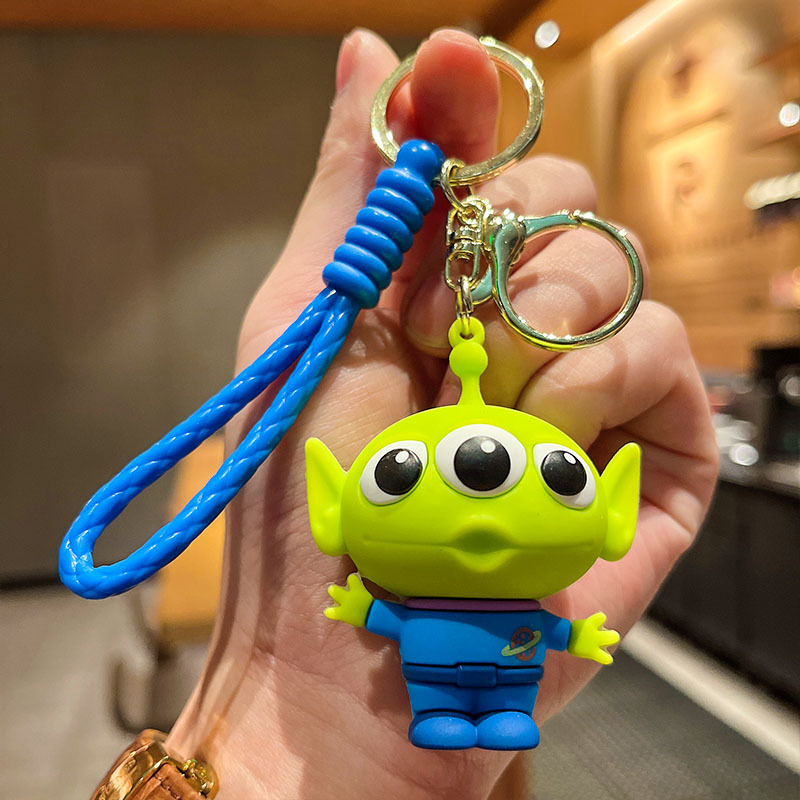 Cute Cartoon Toy Story Buzz Lightyear Keychain Hanging Piece Pendant Car Key Chain Push Small Gift