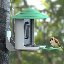 智能喂鸟器160度广角AI识别鸟类APP 1080P高清太阳能摄
