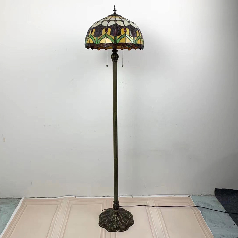 蒂芙尼落地灯 客厅卧室书房床头灯 现代温馨彩色玻璃灯罩落地台灯