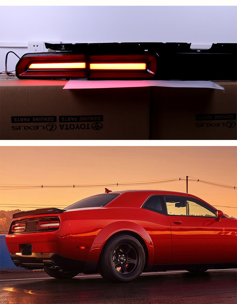 适用于08-14款道奇挑战者尾灯总成地狱猫改装led行车灯流光转向灯