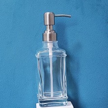 批发复古式 洗手液沐浴露瓶 不锈钢泵按压洗头膏清洁剂透明玻璃瓶