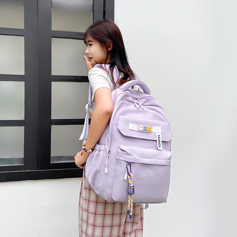 Schoolbag Trendy Women's Bags Backpack Canvas Bag Large Capacity Coverable Handle Travel Bag One Piece Dropshipping Quantity Discount