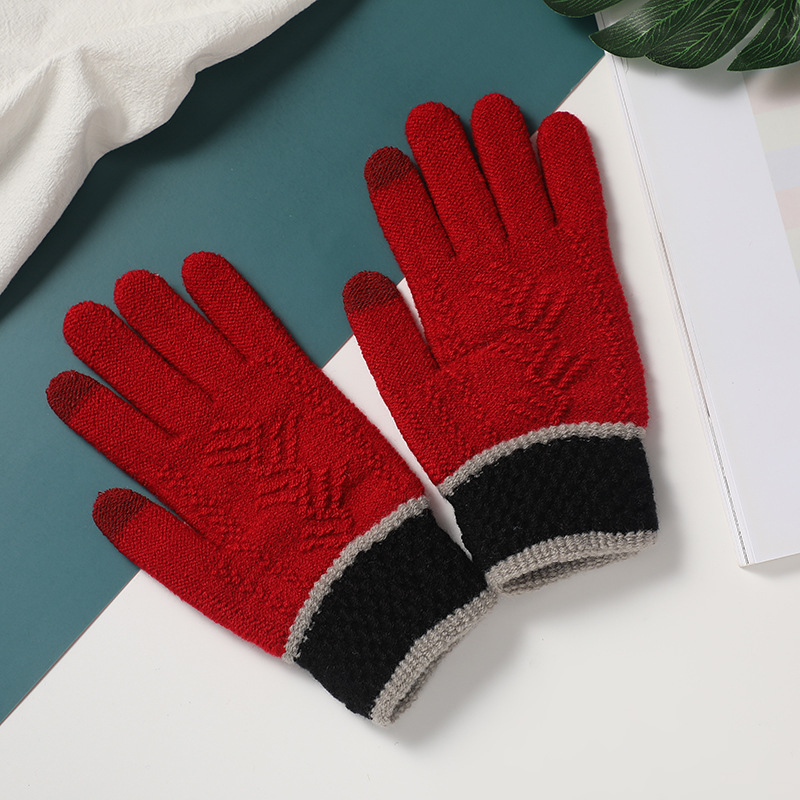  Winter New Touch Screen Gloves Knited Gloves Korean Wool Cycling Gloves Cute Warm Gloves