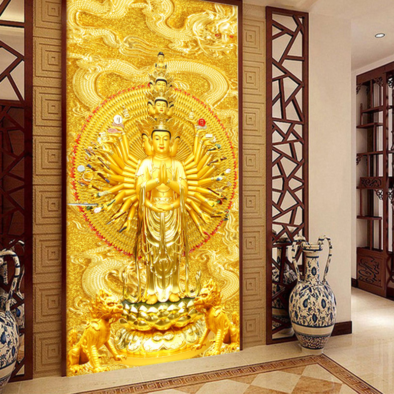 十字绣千手观音2020新款满钻客厅金色佛像系列点贴砖石秀钻石画5d