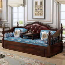 OD59欧式实木沙发床推拉可折叠坐卧两用简约床软包小户型双人储物