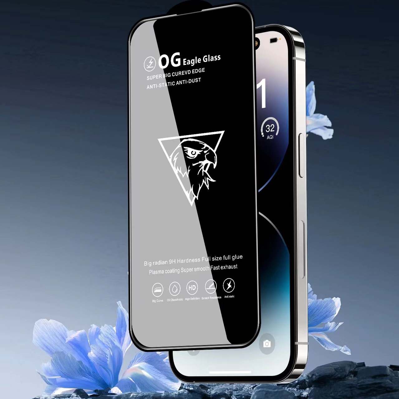 适用iphone14pro全屏esd手机膜xr黑边13防尘静电苹果15高铝钢化膜