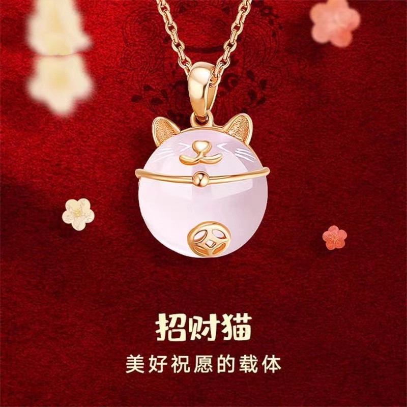 招财猫转运项链女s925银韩版ins小众设计本命年生日礼物送女生