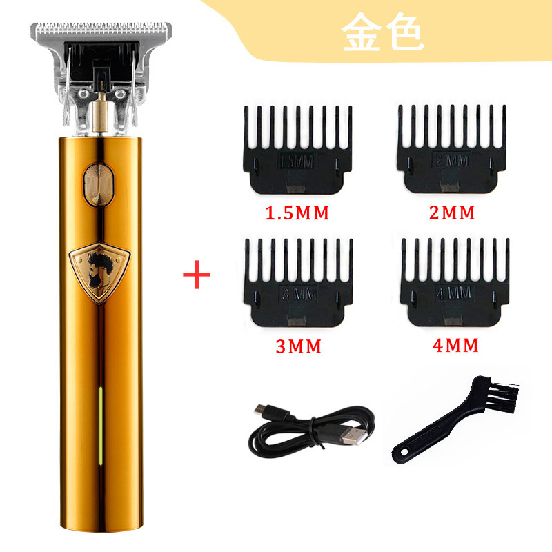 T-Type Electric Clipper Stainless Steel Ceramic Blade Electric Hair Clipper Engraving Zero Cutter Head Usb Rechargeable Hair Scissors